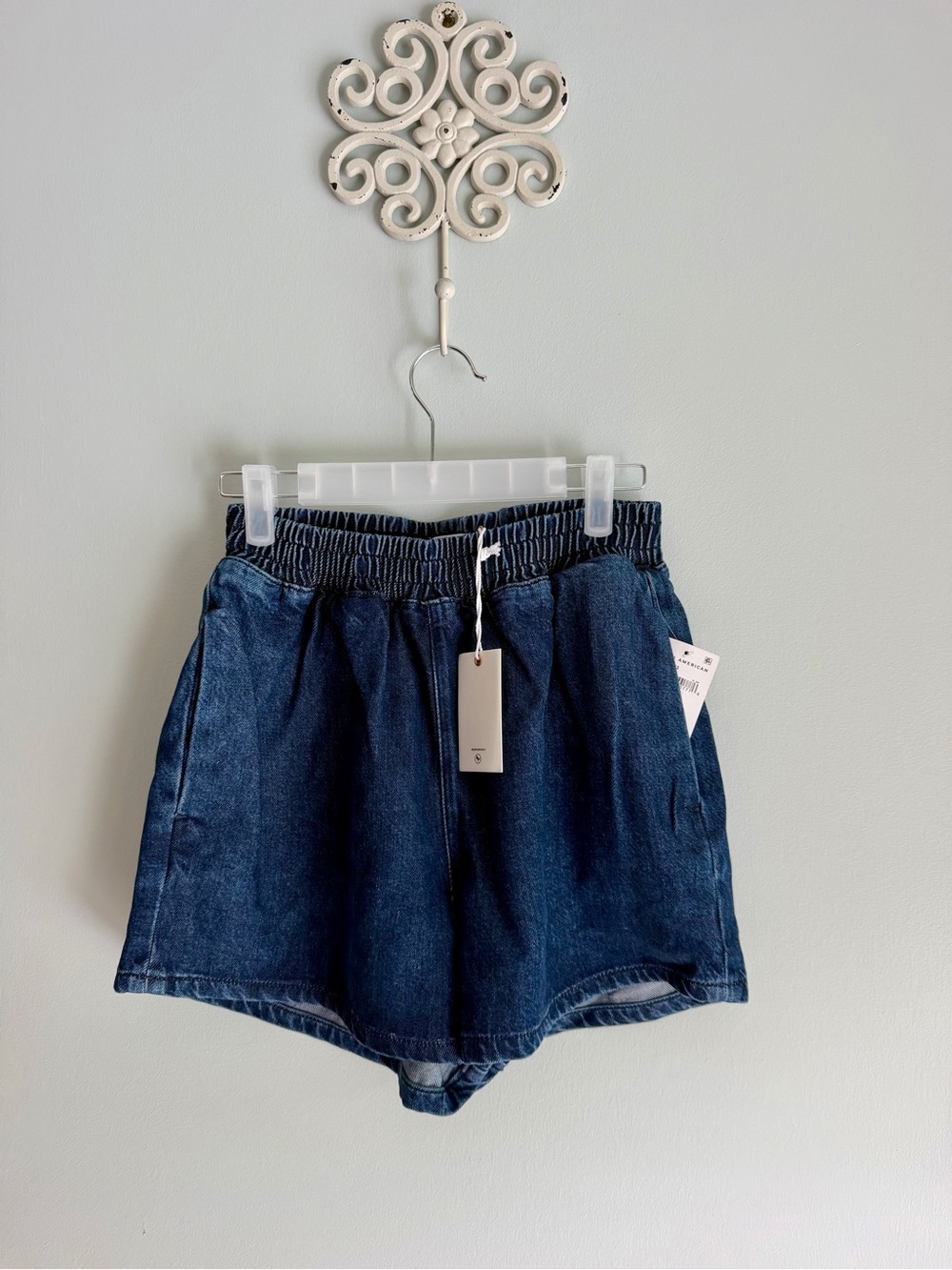 Good American Dark Blue High-Waist Denim Shorts